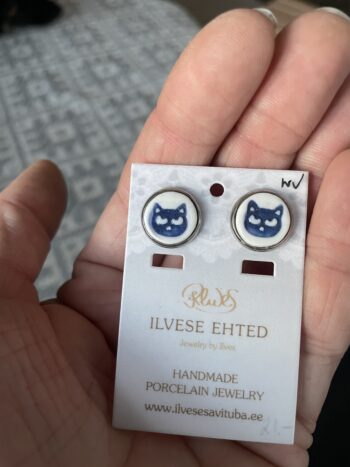 Kõrvarõngad SININE KASS 12mm